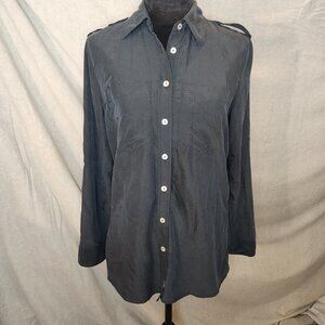 Chico's Shirt W 0 Modal blk clamshell Button Front Goth Minimalist